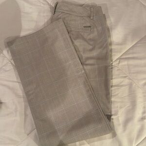 New York & Company stretch dress pants, tan plaid with pink, size 6 petite